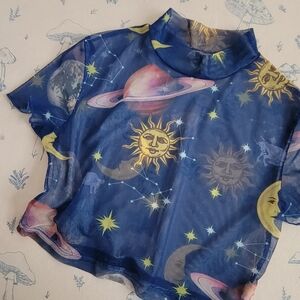 Sheer Celestial Print Top